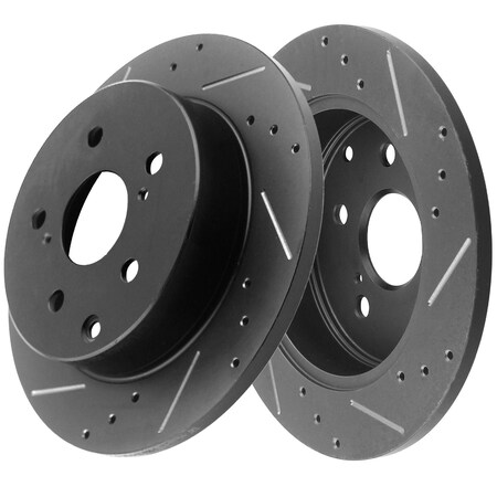 Motorbymotor MotorbyMotor Rear Brake Rotors 281.1mm Drilled & Slotted 12044145(2Pack) BRR12044145BK
